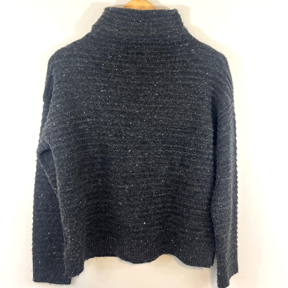 Madewell Belmont Donegal Mock Neck Sweater Medium Gray Classic Layering - Picture 6 of 10